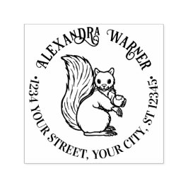 Sello Automático Ardilla Bonita Rústica con Nombre de Nuez Direcció