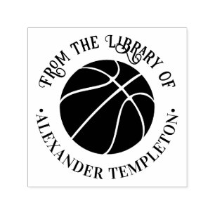 Sello Automático Aros de Baloncesto Biblioteca Redonda Nombre del L