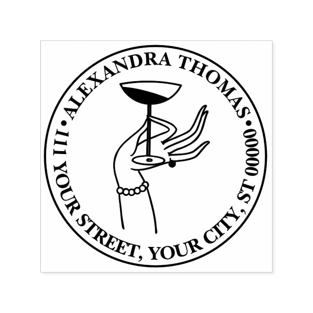 Sello Automático Art Deco Lady's Hand Holding Champagne Glass (Diseño)