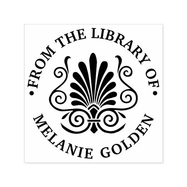 Sello Automático Art Deco Plume Arabesque De la biblioteca del nomb (Diseño)