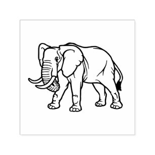 Sello Automático Arte de línea de elefante #2 solo imagen, sin text