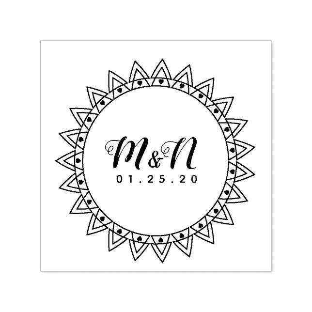 Sello Automático Arte de línea de logotipo de boda corazón circular (Diseño)