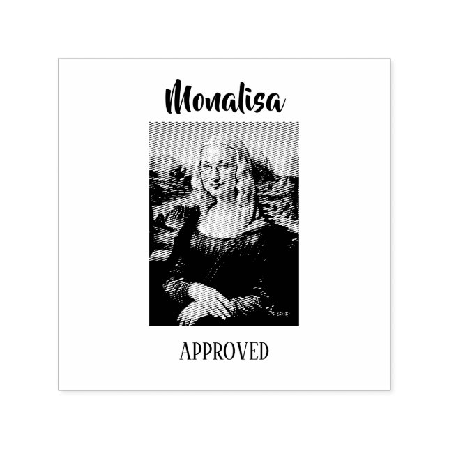 Sello Automático Arte de parodia divertida de la Mona Lisa (Diseño)