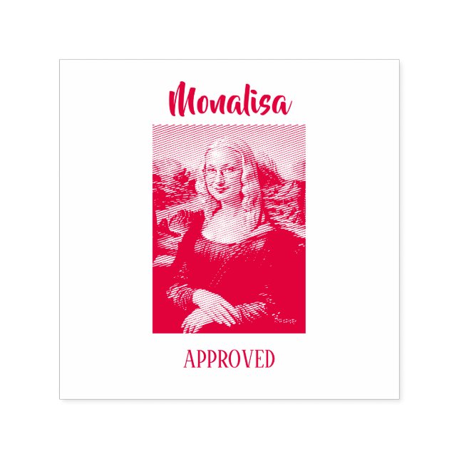 Sello Automático Arte de parodia divertida de la Mona Lisa (Diseño)