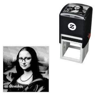 Sello Automático Arte de parodia divertida de Mona Lisa y Sr. Bin