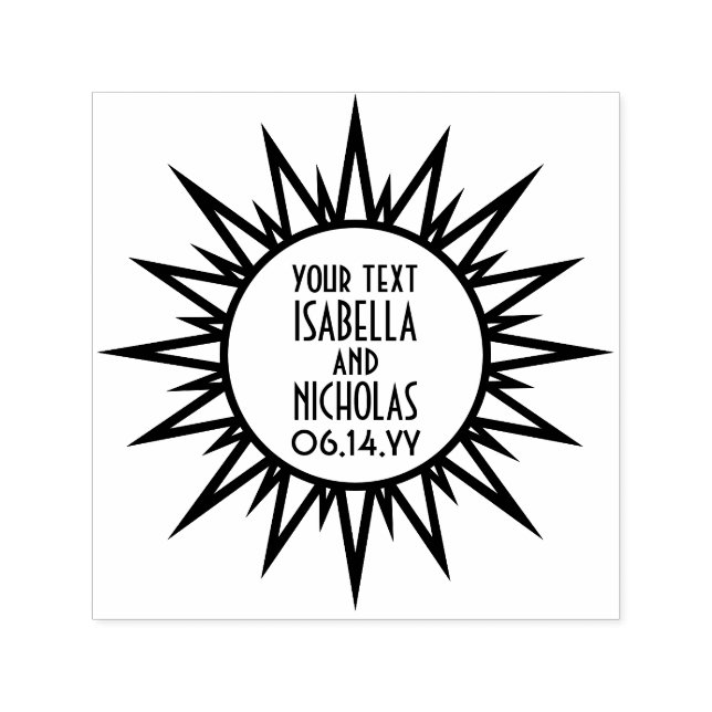 Sello Automático Arte Deco Antiguo Estilo Elegante Sol Radiante Bod (Diseño)