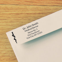 Asclepio Médico Simple Caduceus Blanco Negro