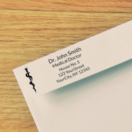 Sello Automático Asclepio Médico Simple Caduceus Blanco Negro