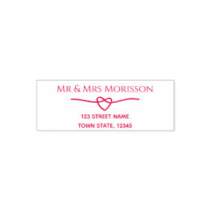 Sello Automático Atar La Dirección De Retorno Del Boda Del Corazón