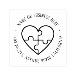 Sello Automático Autism Awareness Heart Puzzle Name Return Address