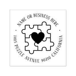 Sello Automático Autism Awareness Puzzle Heart Name Return Address