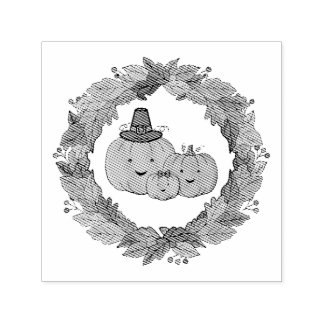 Sello Automático Autumn Pumpkin Family Wreath