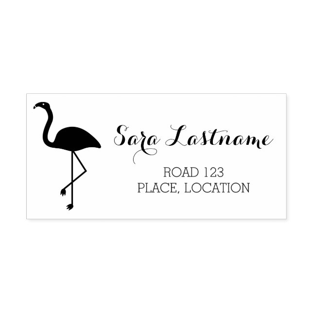 Sello Automático Ave Flamingo Con Información De Dirección Personal (Diseño)