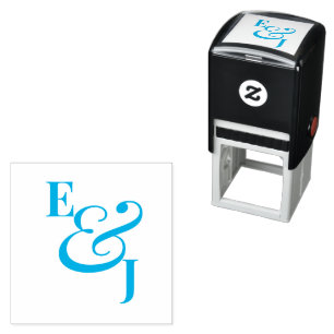 Sello Automático Azul Claro Minimalista Ampersand Boda Moderno