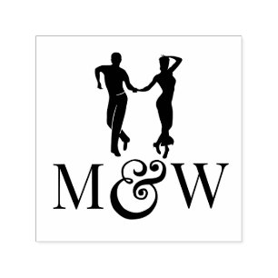 Sello Automático Bailarines de Salón #1 Pareja 2 Iniciales LG Amper