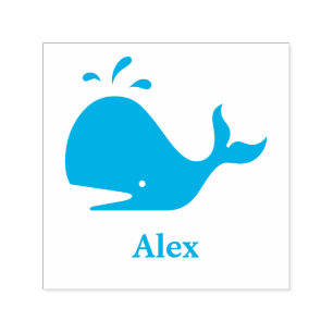 Sello Automático Ballena Azul Cute 4Alex (nombre)