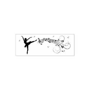 Sello Automático Ballerina Dancing with Music Notes
