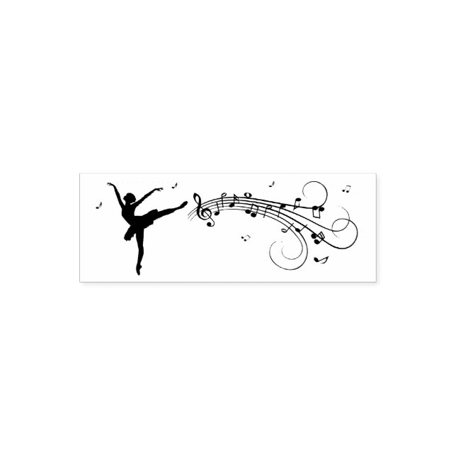 Sello Automático Ballerina Dancing with Music Notes (Diseño)
