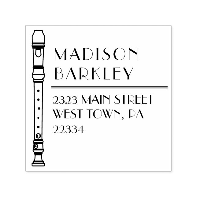 Sello Automático Banda musical de profesor de música de grabador (Diseño)