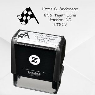 Sello Automático Bandera de Carreras a Cuadros Personalizada con Di