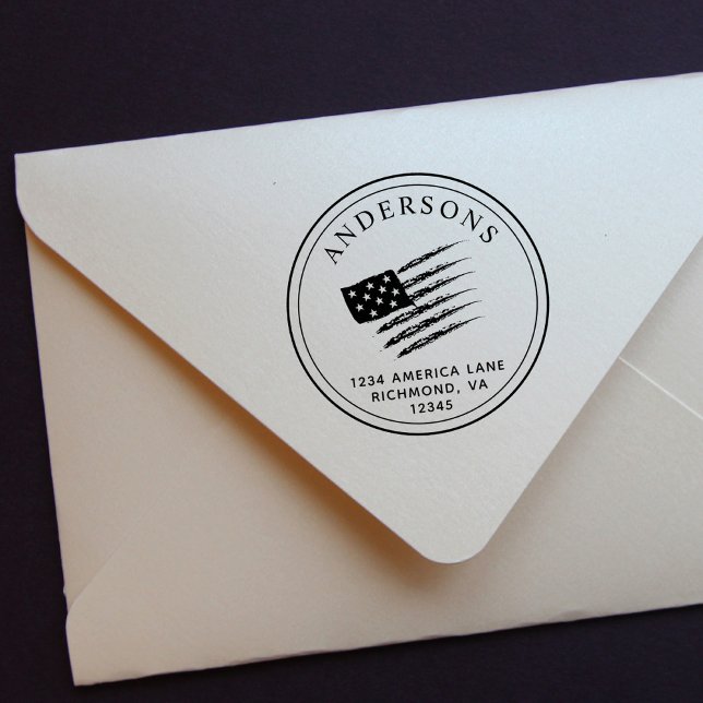 Sello Automático Bandera Patriótica Americana | Dirección de devolu (Subido por el creador)