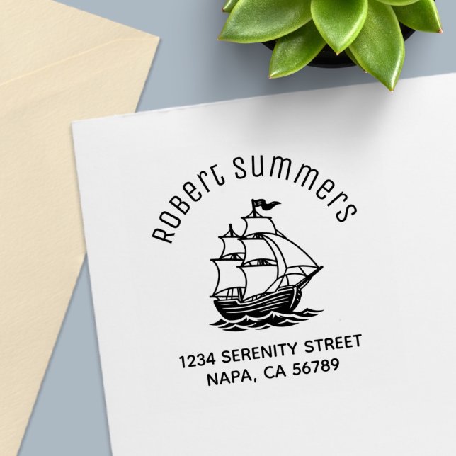 Sello Automático Barco de Vela de Madera Carabela Dirección de Enví (Subido por el creador)