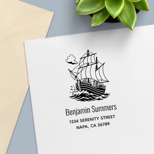 Sello Automático Barco de Vela de Madera Carabela Dirección Persona (Subido por el creador)