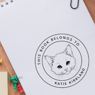 Sello Automático Bebé lindo gatito este libro pertenece al nombre d