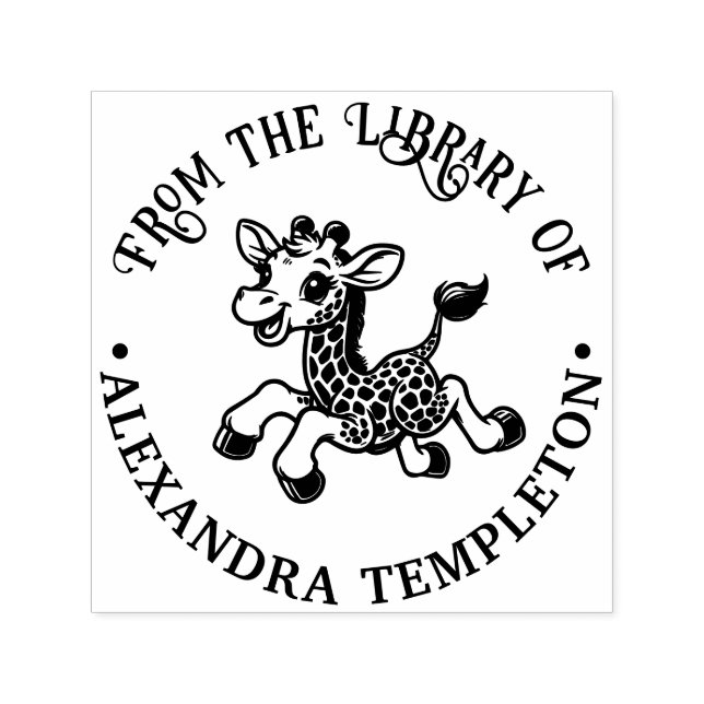 Sello Automático Bebé visto Giraffe Biblioteca nombre del libro Emb (Diseño)