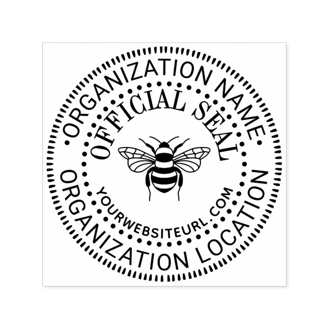 Sello Automático Bee Generic Custom Official Seal Name Loc URL (Diseño)