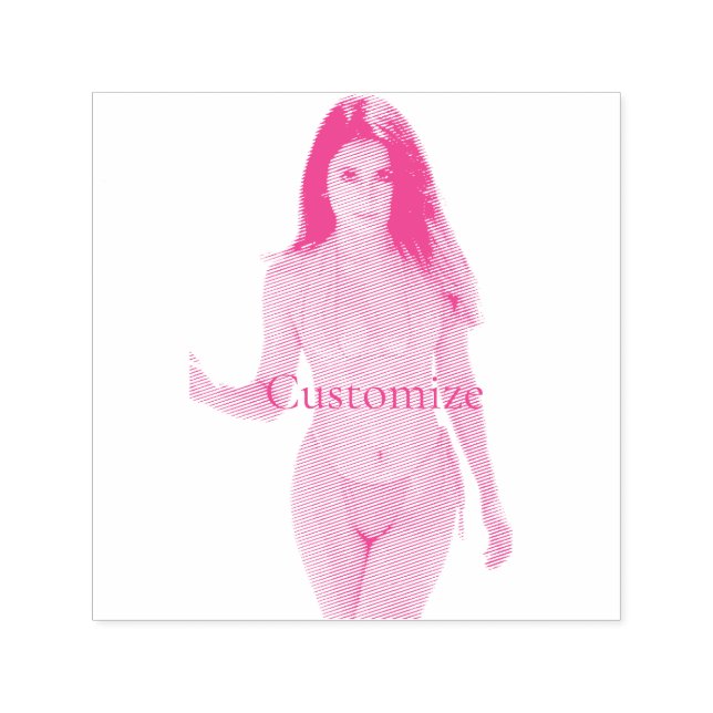 Sello Automático Belleza de bikini de pelo negro Thunder_Cove (Diseño)