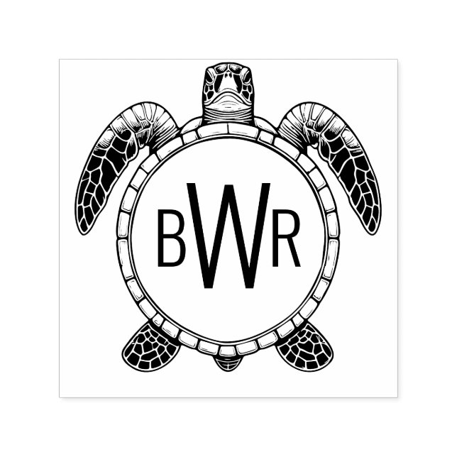 Sello Automático Belly de tortugas marinas Ver 3 monograma inicial  (Diseño)