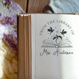 Sello Automático Biblioteca Cute Dragon Floral Crecer tu mente doce