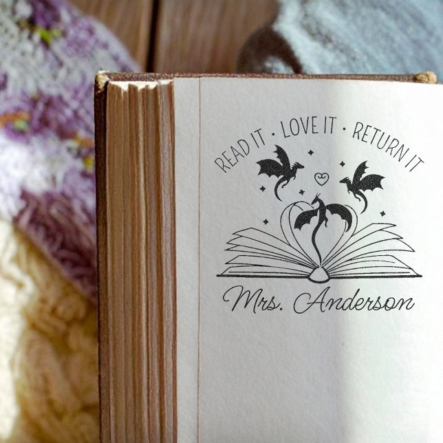 Sello Automático Biblioteca Cute Dragon Floral Crecer tu mente doce (Subido por el creador)