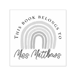 Sello Automático Biblioteca Cute Teacher Librería Rainbow Bookplate