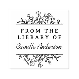 Sello Automático Biblioteca de guiones florales botánicos vintage