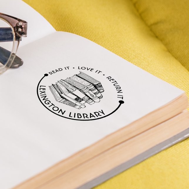 Sello Automático Biblioteca de la Ciudad Leer Lo Ama Devolver el Pe (Town Library Read It Love it Return It Customize Self-inking Stamp)