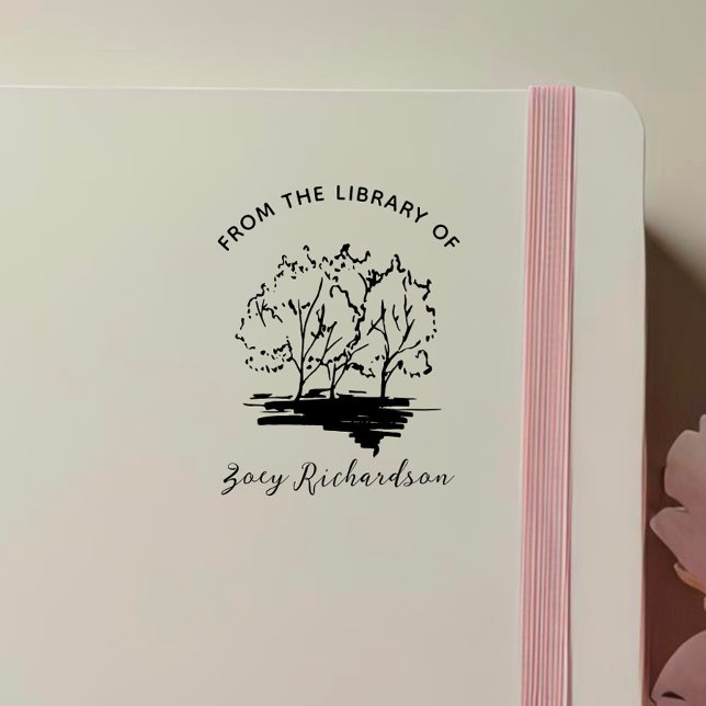 Sello Automático Biblioteca de libros personalizada de árbol pintad (Subido por el creador)
