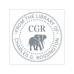 Sello Automático Biblioteca de Silueta de Elefante Nombre del Libro