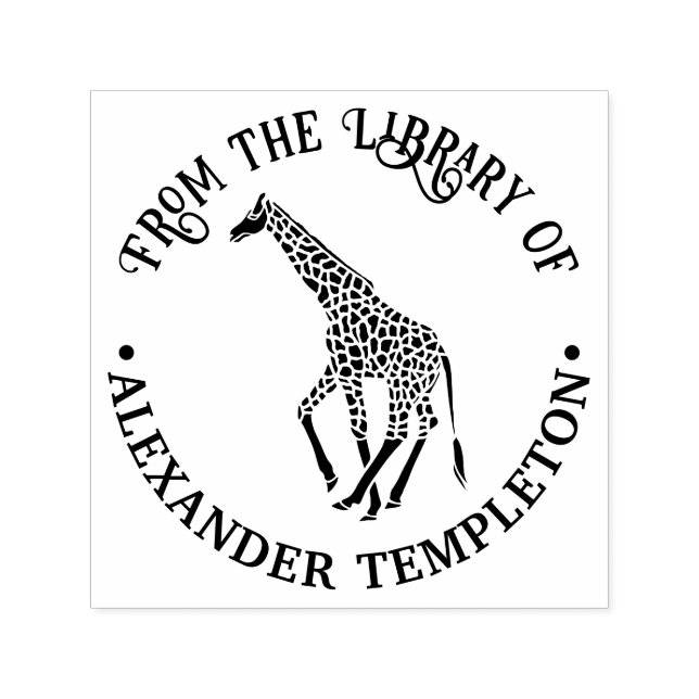 Sello Automático Biblioteca de Silueta de Jirafa Manchada Nombre de (Diseño)