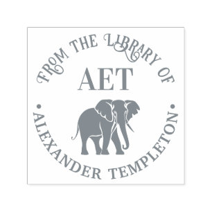 Sello Automático Biblioteca de Siluetas de Elefante Nombre del Libr