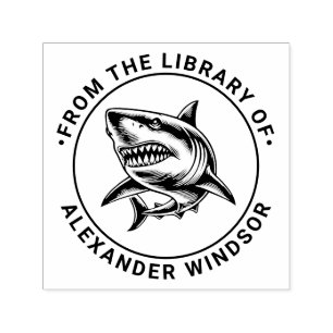 Sello Automático Biblioteca de tiburón blanco grande dentudo nombre