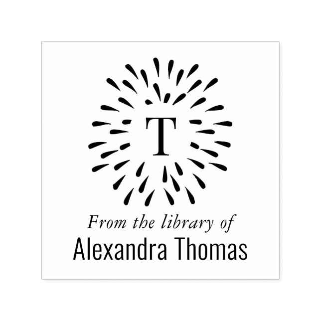 Sello Automático Biblioteca de un solo inicial de explosión de fueg (Diseño)