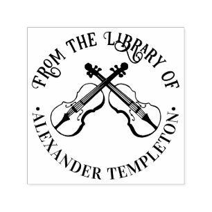 Sello Automático Biblioteca de violines cruzados nombre del libro