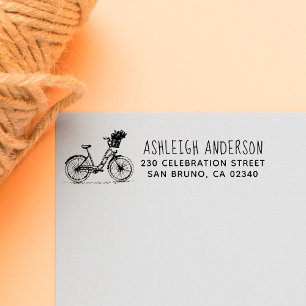 Sello Automático Bici con remite conocido manuscrito de las flores