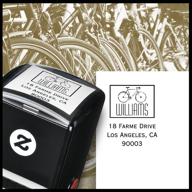 Sello Automático Bicicleta con nombre y dirección de retorno, cuadr (Subido por el creador)