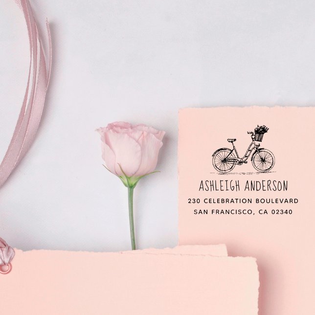 Sello Automático Bicicleta Cuta Con Flores Dirección De Devolución  (Subido por el creador)