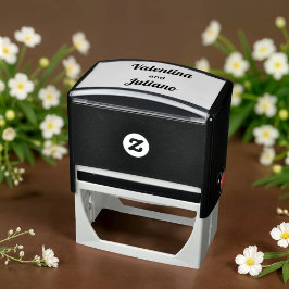 Sello Automático Black and White Wedding Stamp