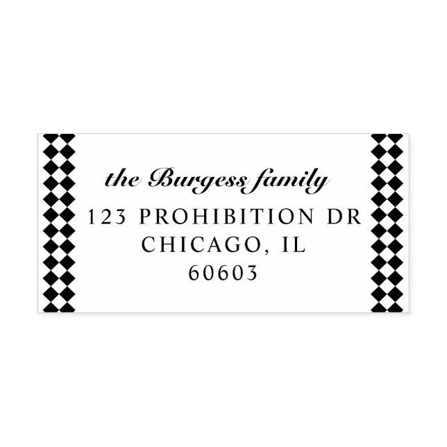 Sello Automático Black Checkerboard Border Return Address (Diseño)