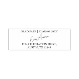 Sello Automático Black Modern Simple Moda Graduación Dirección de R